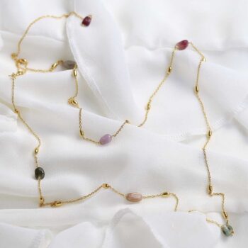 Sterling Silver Gold Plated Multicolour Tourmaline Necklace Bracelet