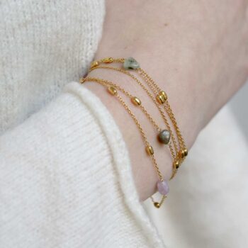 Sterling Silver Gold Plated Multicolour Tourmaline Necklace Bracelet on model as bracelet