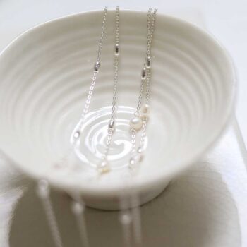 Sterling Silver Pearl Necklace/Bracelet in jewellery dish