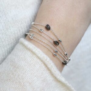 Sterling Silver Labradorite Necklace Bracelet on model as bracelet