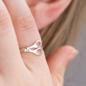 Sterling Silver Scissor Ring worn by a model.