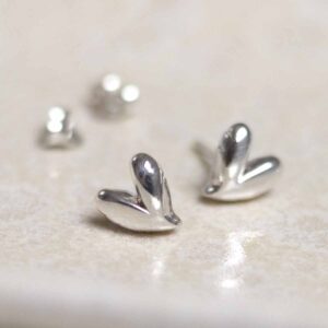 Sterling Silver Love Heart Studs on jewellery dish