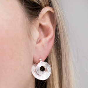 Sterling Silver Twisted Vinyl Hoops Model Shot