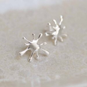 Sterling Silver Splat Studs on stone background
