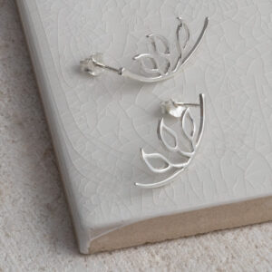 Sterling Silver Leaf Silhouette Studs on a white background.