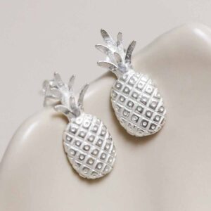 Sterling Silver Pineapple Studs on jewellery dish