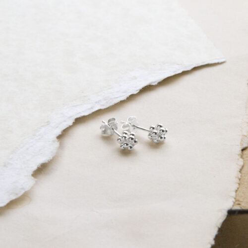 Sterling Silver Grape Stud Earrings on ripped paper