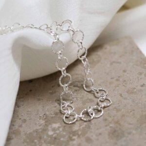 Sterling Silver Shimmer Link Anklet on stone
