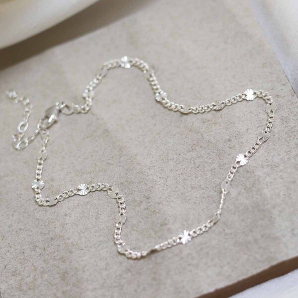 Sterling Silver Shimmer Anklet on stone