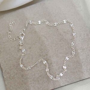 Sterling Silver Shimmer Anklet on stone background