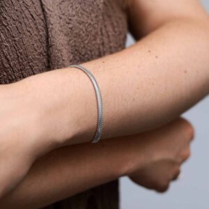 Sterling Silver Herringbone Bracelet on Model