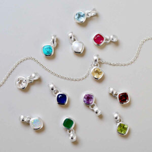 Sterling Silver Birthstone necklace group with belcher