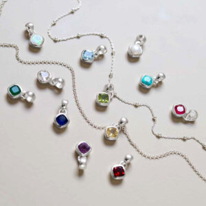 Sterling Silver Birthstone necklace group with satellite and belcher