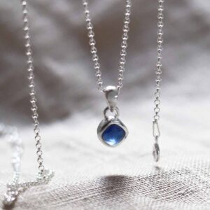 Sterling Silver Iolite Birthstone Necklace hanging