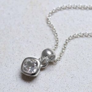 Sterling Silver Clear Quartz Birthstone Necklace