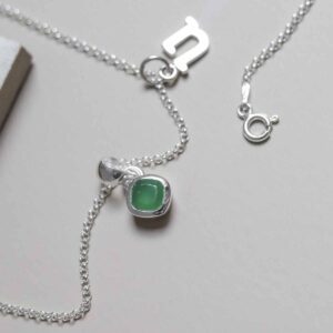 Sterling Silver Emerald Birthstone Necklace with a letter add on charm