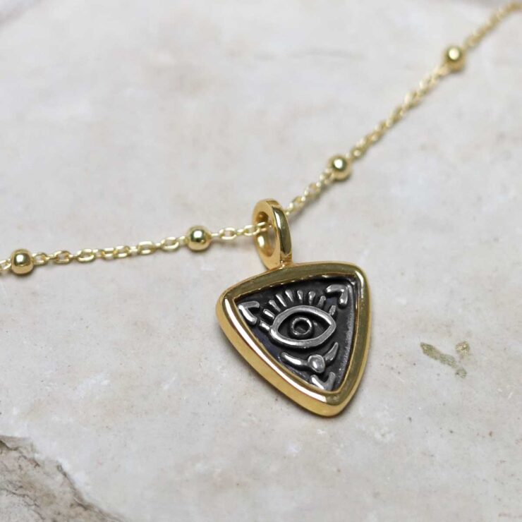 MZB154_Gold Plated Sterling Silver Evil Eye Necklace_5