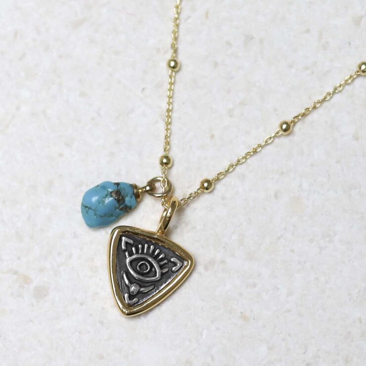 Gold Plated Sterling Silver Evil Eye Necklace - Image 3