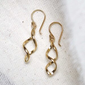 18k Gold Plated Brass Dangly Simple Twist Earrings on canvas