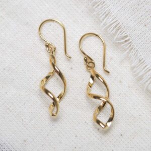 18k Gold Plated Brass Dangly Simple Twist Earrings on canvas