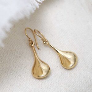 18k Gold Plated Brass Pear Drop Earrings on canvas