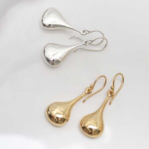 18k Gold Plated Brass Pear Drop Earrings and silver