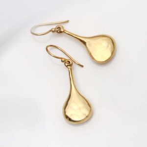 18k Gold Plated Brass Pear Drop Earrings on white