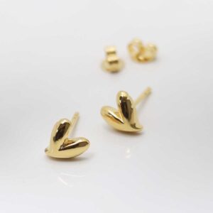 18k Gold Plated Brass Love Heart Studs on white
