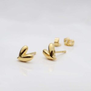 18k Gold Plated Brass Love Heart Studs on white