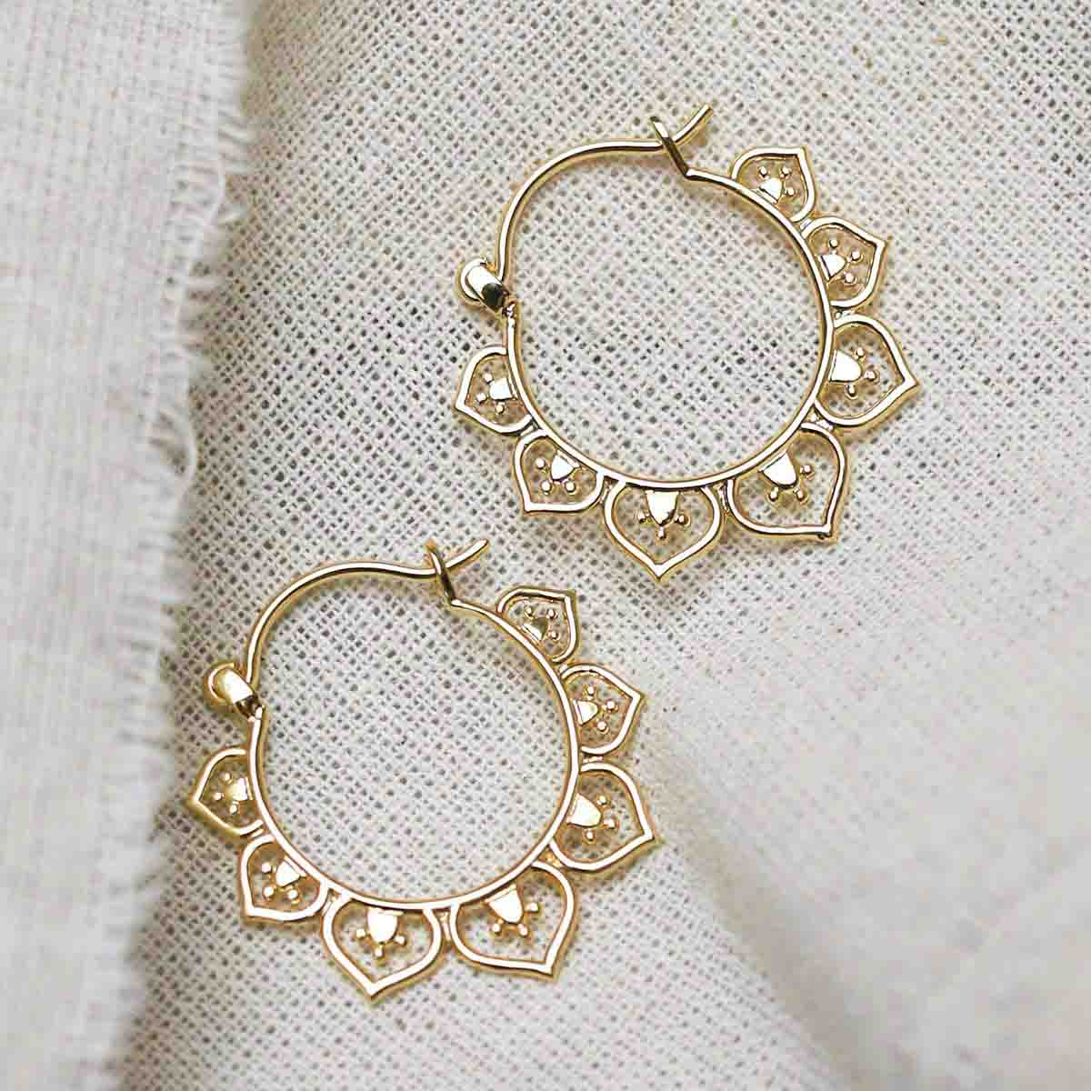 Gold Plated Brass Marrakesh Hoops on canvas