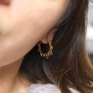 Gold Plated Brass Marrakesh Hoops on model