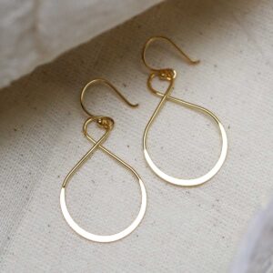 18k Gold Plated Brass Wire Teardrop Dangly Earrings on canvas