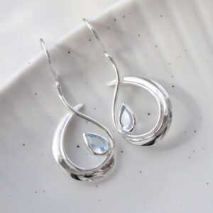 Sterling Silver Gemstone Loop Drop Earrings