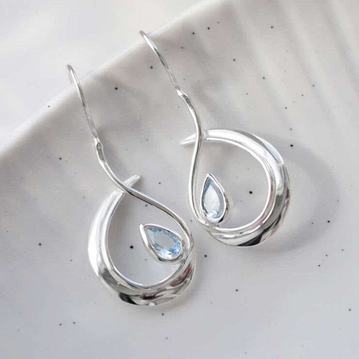 Sterling Silver Gemstone Loop Drop Earrings Sterling Silver Gemstone Loop Drop Earrings